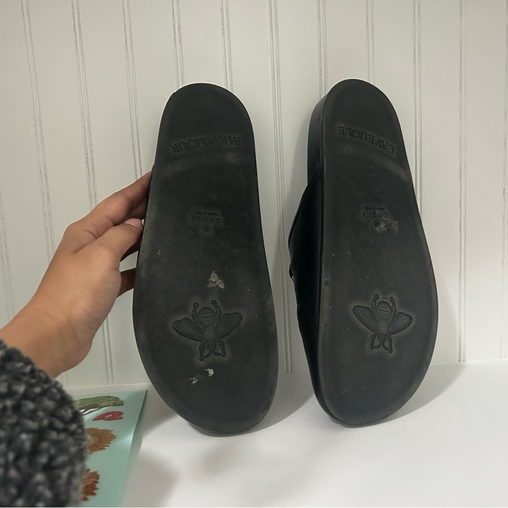 Gucci Black Leather Mules with Gold Horsebit - Picture 5 of 6
